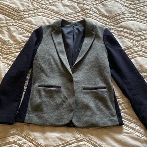 Jcrew wool two-tone blazer navy and gray